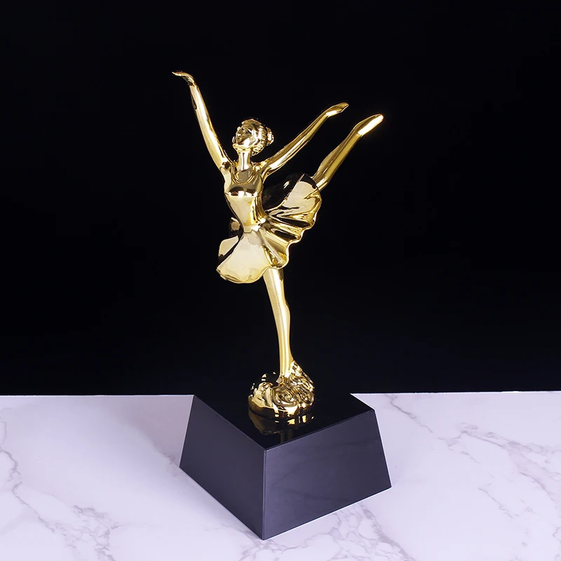 Metal Ballet Statue Trophy Free Engraving Crystal Dacning Winner Prize Competition Award Gifts Souvenir Glass Craft Home Decor
