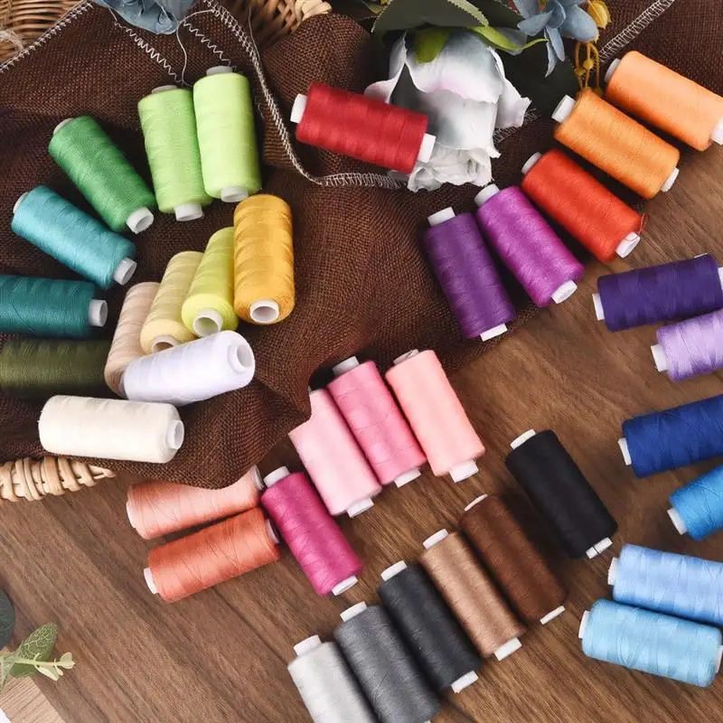 6 Colors/Set Yarn Sewing Thread Roll Machine Hand Embroidery 400 Yard Each Spool 100% Polyester Durable For Home Sewing Kit
