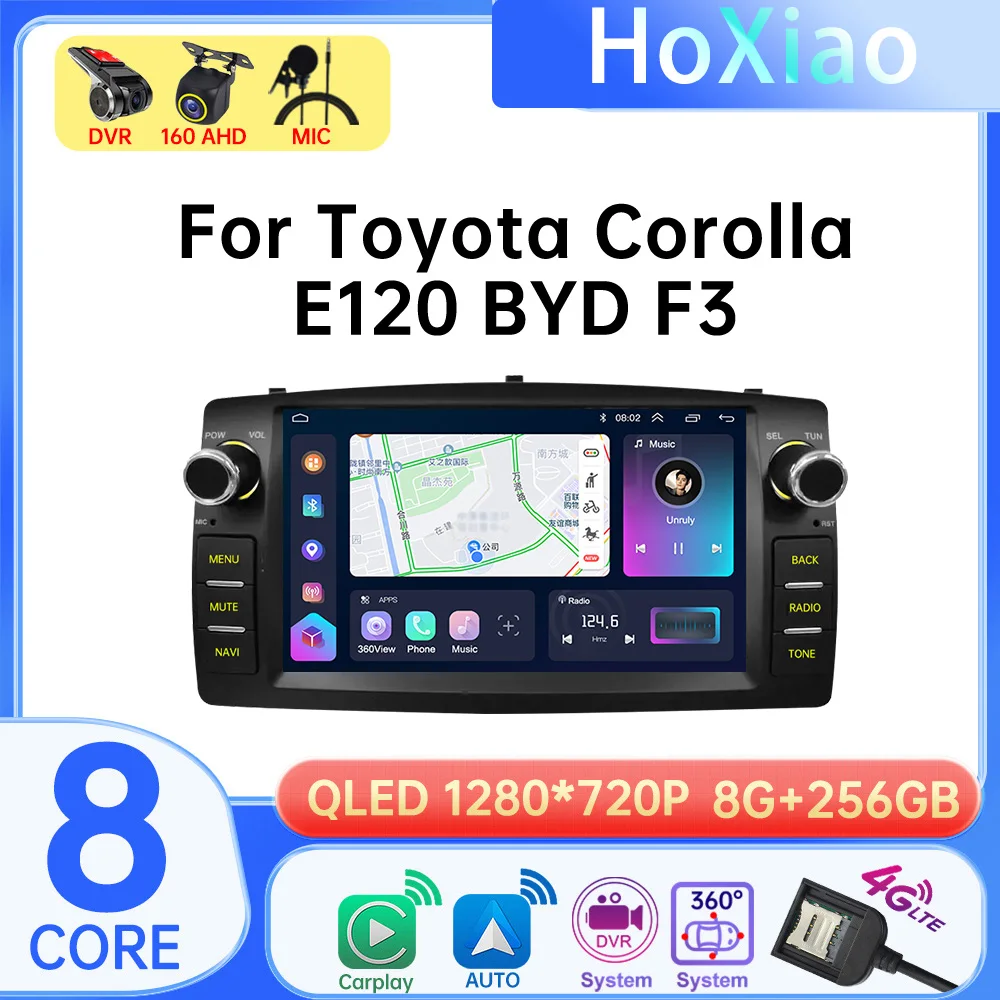 

For Toyota Corolla E120 BYD F3 Android 12 Car Radio Stereo Receiver Navigation Auto Audio Player gps 5G WIFI 2Din 7 inches 2 Din