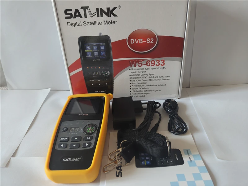 Original Satlink WS-6933 DVB-S2 FTA CKU Band Digital Satellite Finder Meter WS6933 VS GT MEDIA V8 Finder with Compass Flashlight
