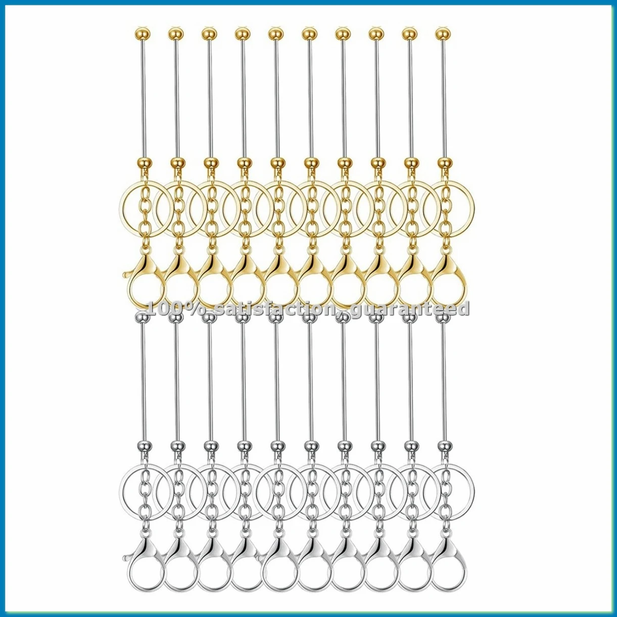 

20 Pcs Beadable Keychain Bars Metal Beaded Blank Keychains Charms DIY Keychain Supplies Bulk-A10G
