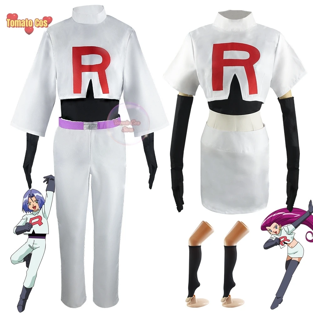 

Anime Team Rocket Jessie Musashi James Kojirou Halloween Cosplay Costume Full Set Game Anime Accessories For Unisex Adult