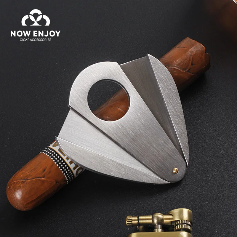 Stainless Steel Cigar Cutter Scissors Cigar Knife Double Blade Cigar Cutter Water Drop  Puncher Guillotine Shears