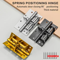 Household multifunctional 90 degree positioning, self-locking, silent hinge, buffering, rebound, and self-locking spring hinge
