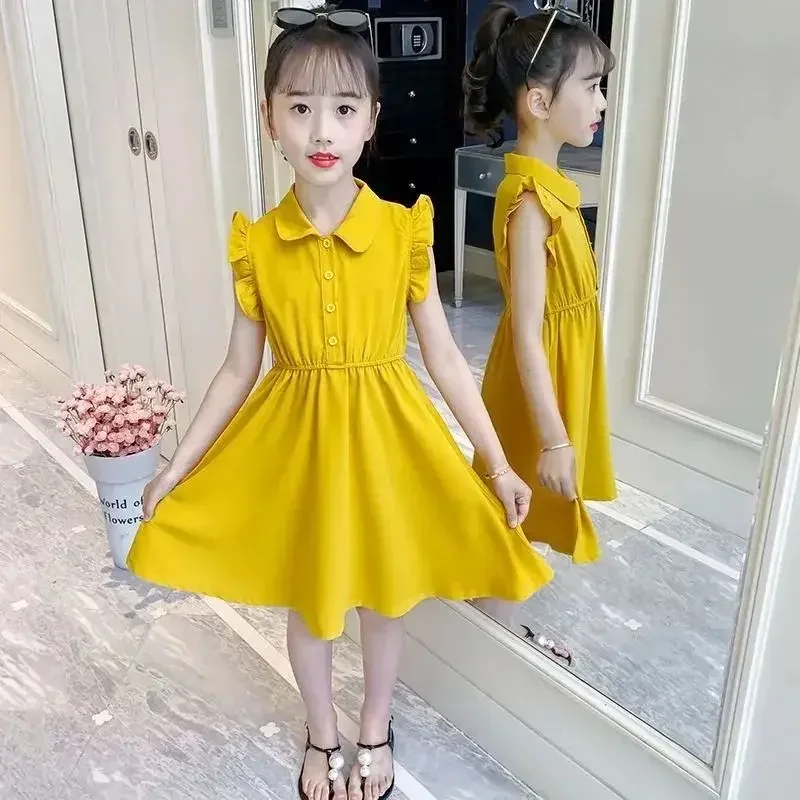 Girls Summer Dress 2026 New Children's Vest Fashionable Girls Kids Casual Dress Princess Dresses Party Dress for Kids Girl 2 12y