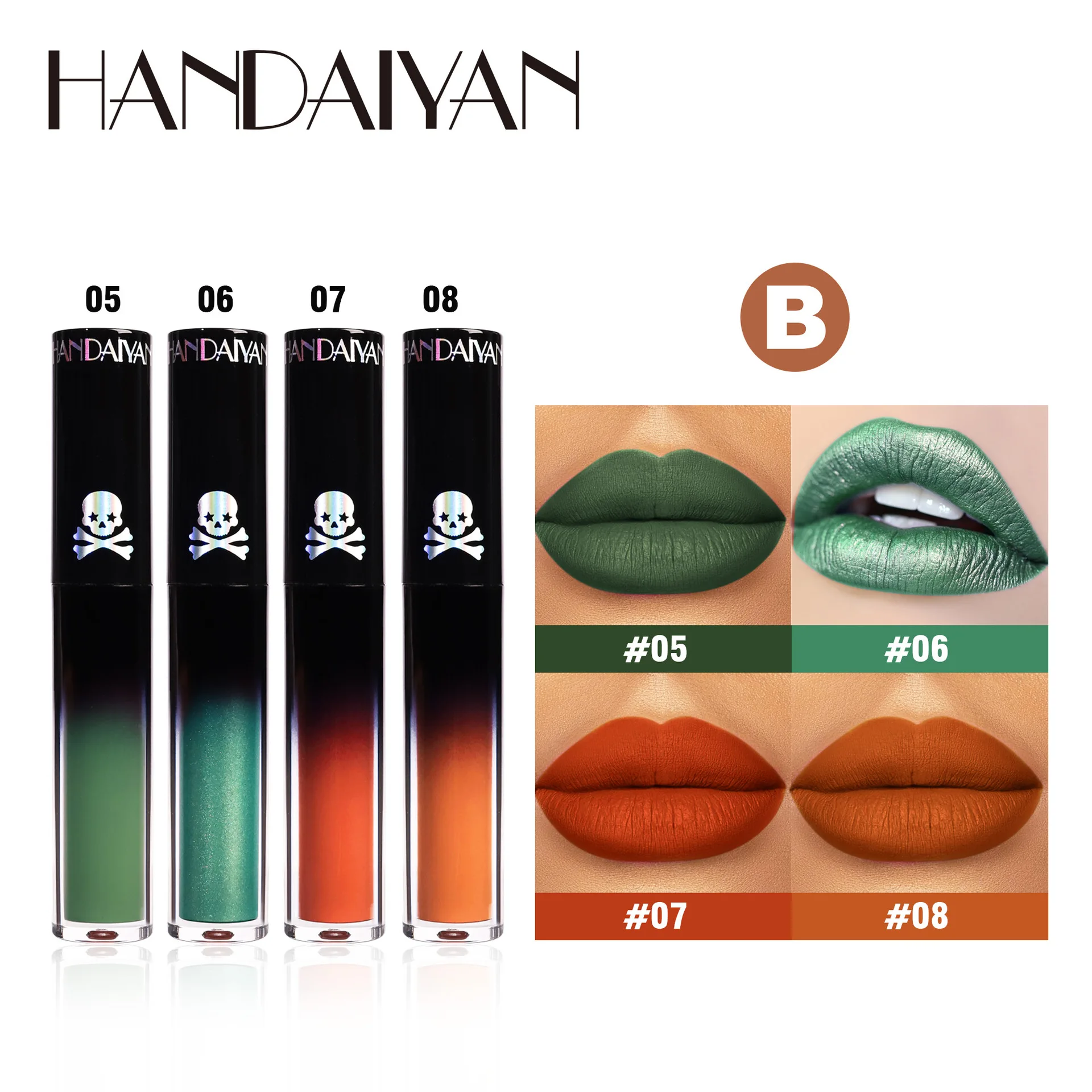 4pcs Matte Lipstick Set Waterproof Sexy Green Purple Black Lip Gloss Shiny Lip Tint Halloween Lip Makeup Tool Korean Cosmetics