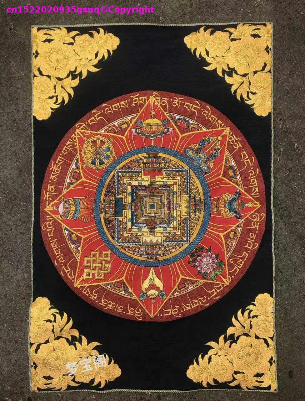Buddhist articles,50% off,embroidery Power Mandala Ashtamangala Auspicious Thangka painting,Buddhist decoration altar painting