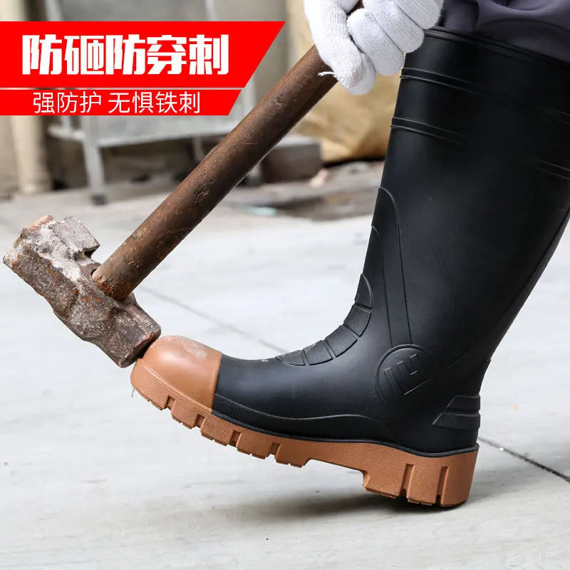 الرجال جميع الأحوال الجوية الصلب تو أحذية نصف رقبة من المطاط مقاوم للماء المضادة للتصادم عالية أعلى أحذية سلامة العمل للخدمة الشاقة وصيد الأسماك #1