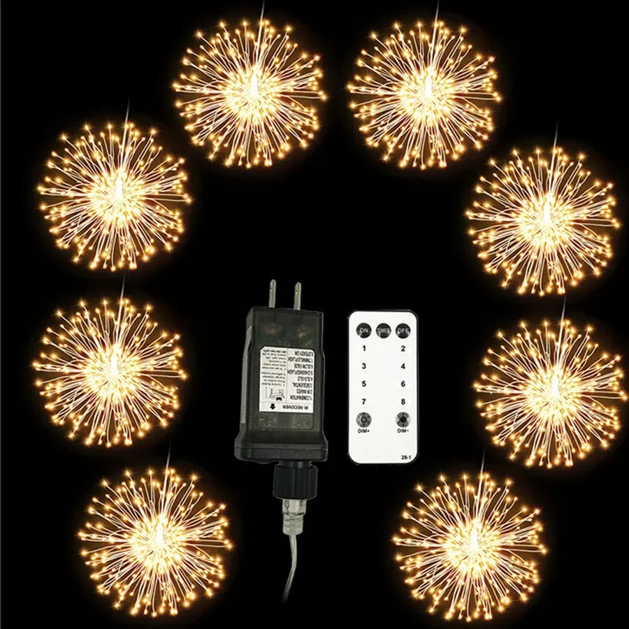 Led Firework filo di rame luce 120/600/1200 LED Starburst Light Outdoor Christmas Party Fairy Twinkle String Light