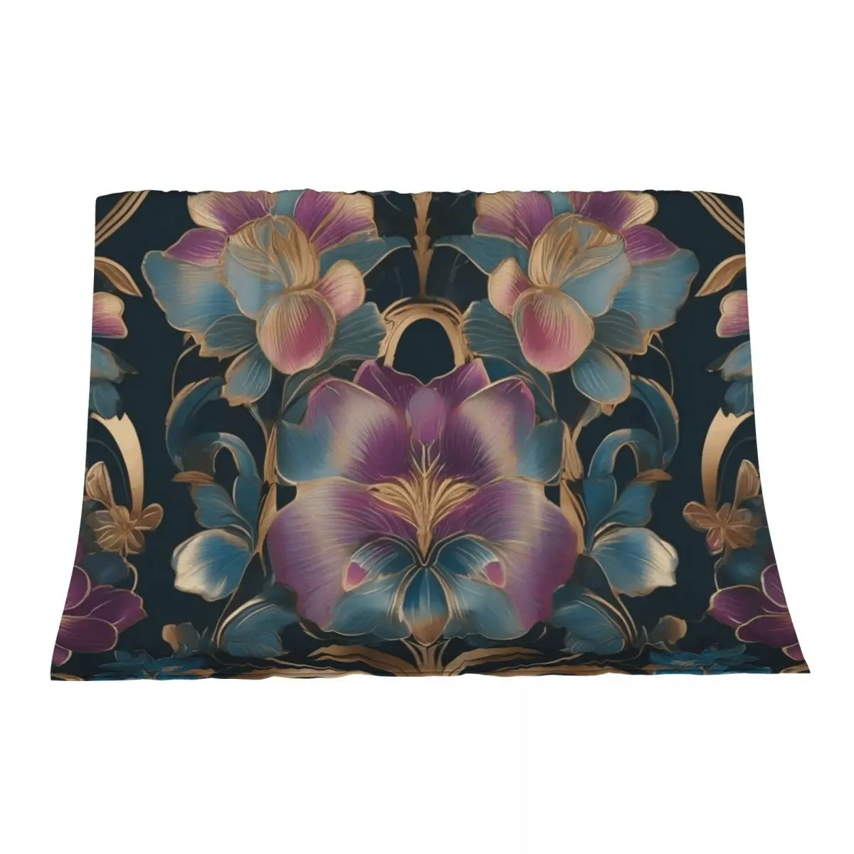 

Art Deco Purple Gold Flower Pattern Throw Blanket Decorative Throw Softest Luxury Brand Blankets