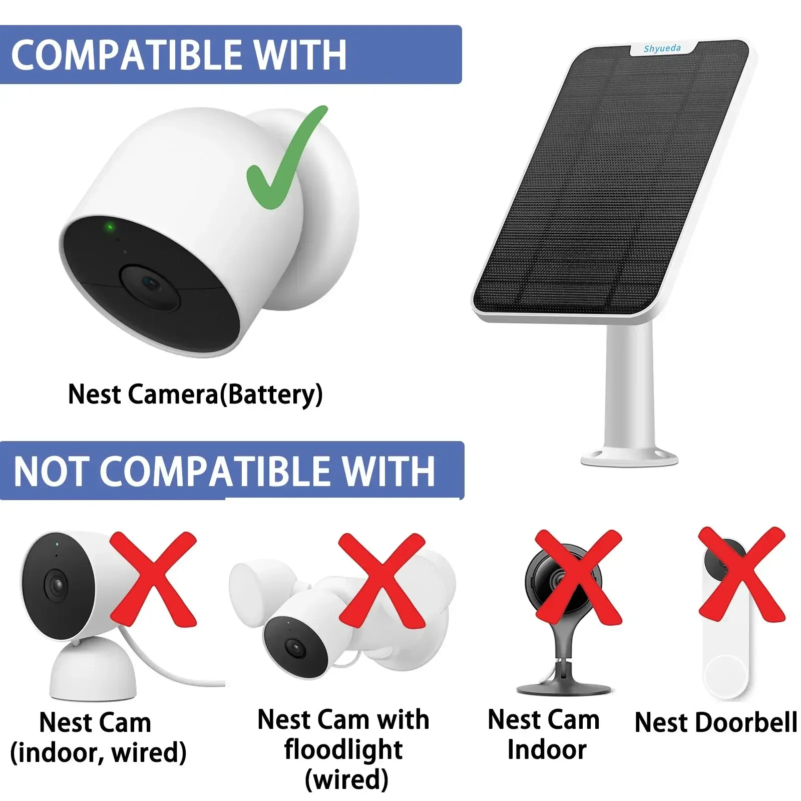 Neues 4-W-Solarpanel für wetterfeste 3,5-Fuß-Stromkabelhalterung der Nest kamera (Batterie) mit Diebstahls icherung und Anti-Drop-Sicherheits kette