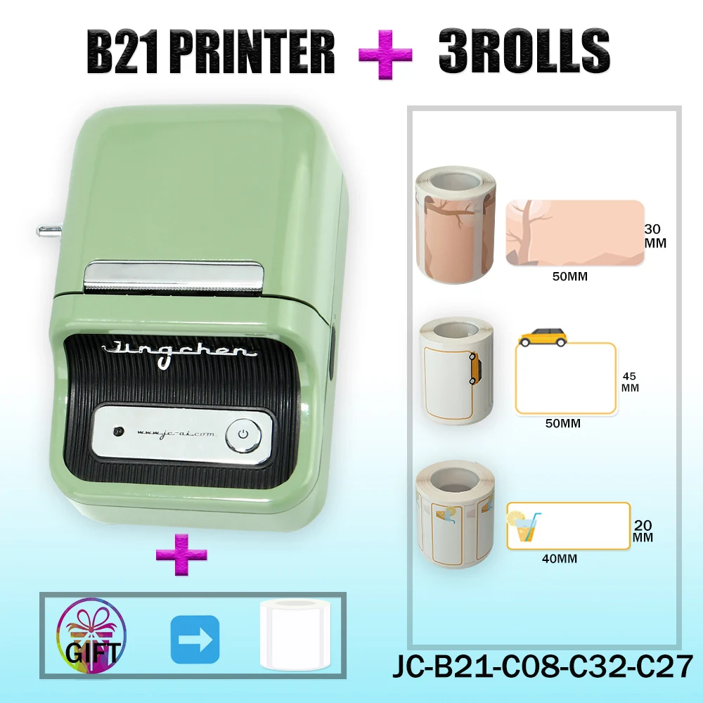 Mobile Smartphone & Computer B21 Thermal Label Sticker Pocket Printer Comfortable Convient and Clear Printing Makers BT Wireless