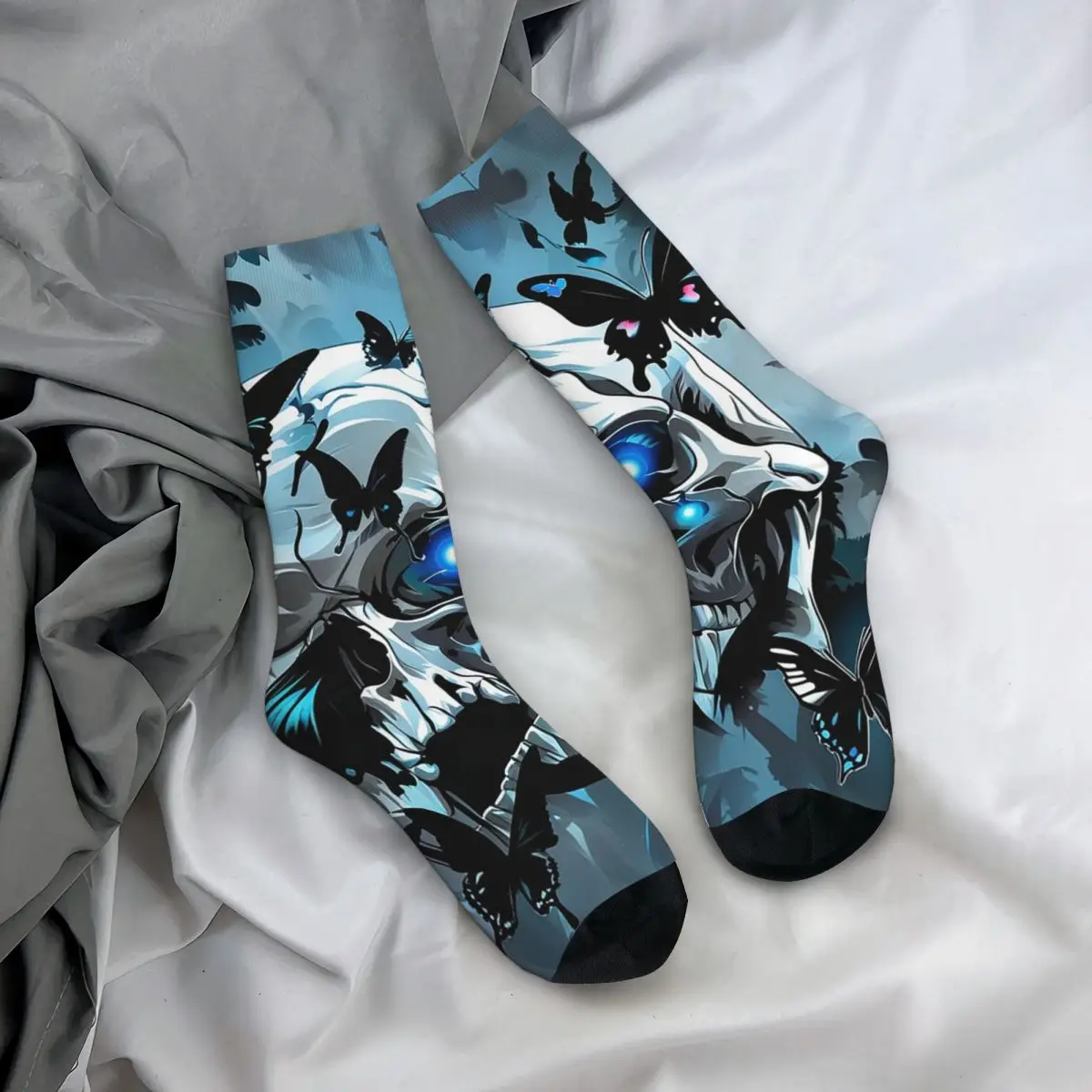 

Носки на все случаи жизни: готические, с черепами и бабочками, в стиле хип-хоп, длинные, для мужчин и женщин, подарок на День святого Валентина