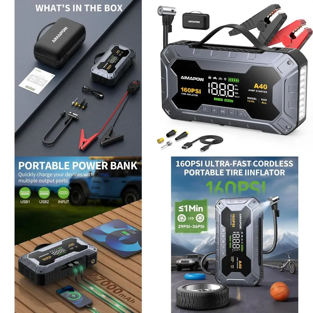 

8000A 160PSI стартер с воздушным компрессором, 12 В автомобильный аккумулятор Power Bank (все газ/12 л дизельный стартер), автомобильный стартер со светодиодом