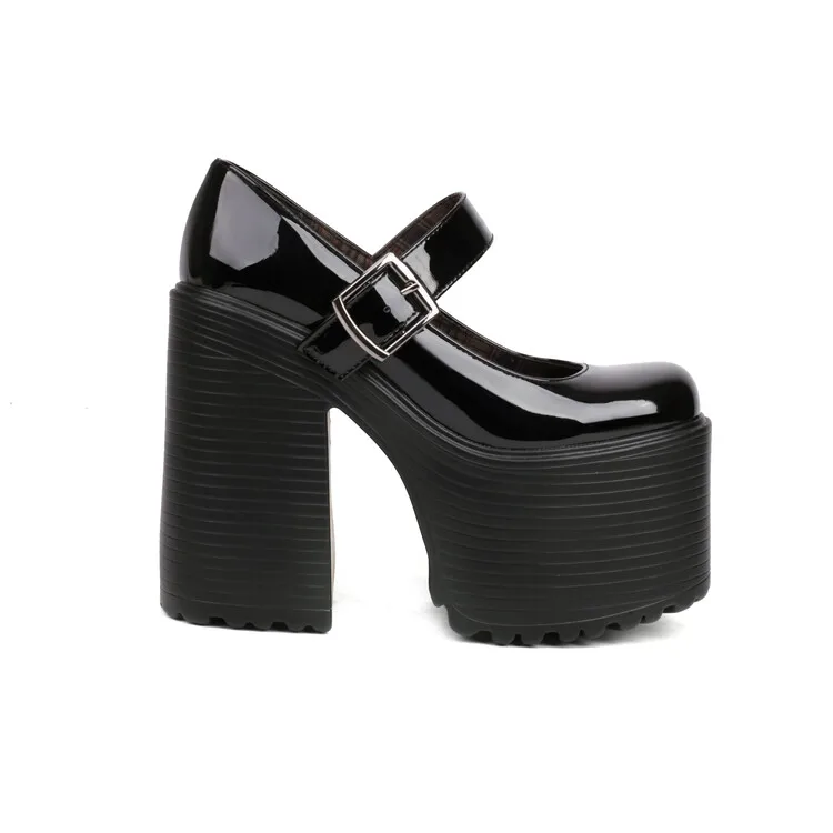 Oversize Large size Big size Square toes Thick Heel Super high heel womens shoes with design Height Increasing Fashion trend