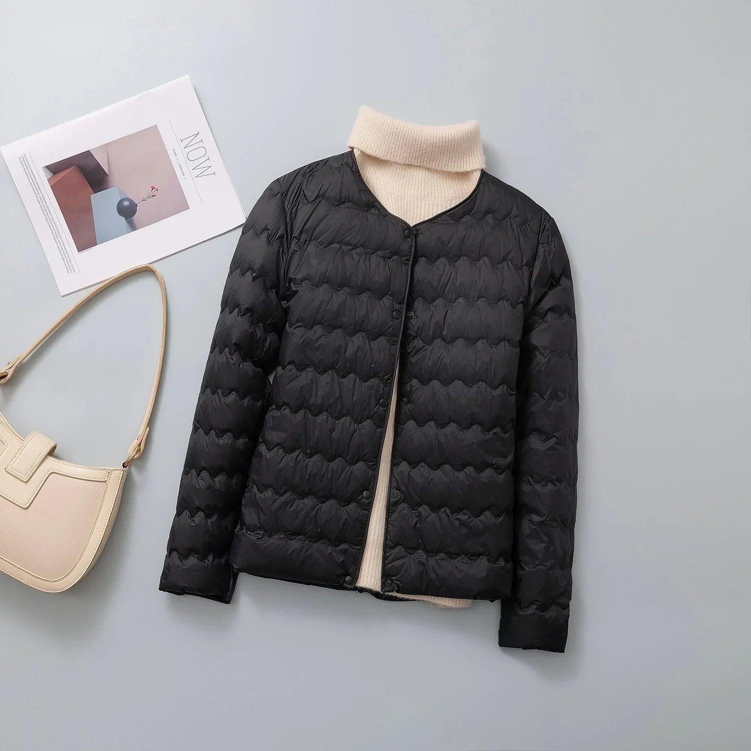 سترة نسائية خفيفة الوزن قصيرة للصيف رقيقة مناسبة برقبة دائرية عصرية ملابس داخلية دافئة معطف خارجي #2