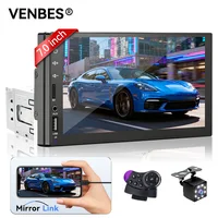 VENBES Radio para coche Mirror Link 7 en 1 DIN reproductor Multimedia para coche pantalla táctil Bluetooth 5,0 cámara CVBS USB TF FM