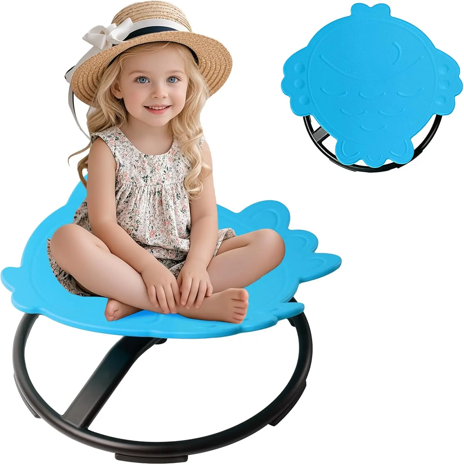 Kids Spinning Chair, Blue Fish Sensory Swivel Chair for Autism & ADHD Balance Training