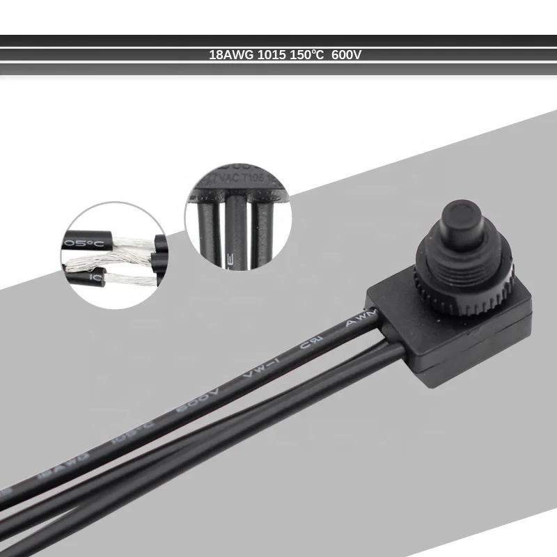 ZE-107S Waterproof On-Off Push Button Switch With 1015 18AWG Wires