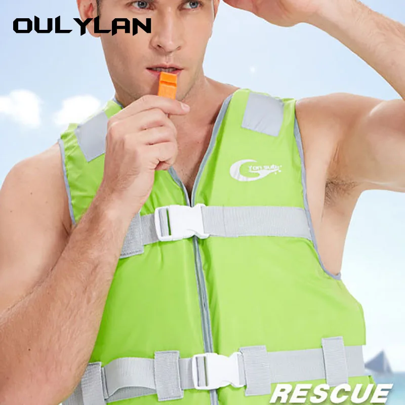 Oulylan gilet di sicurezza alla deriva giubbotto di salvataggio leggero per sport acquatici cinghie regolabili sicure con striscia riflettente per il nuoto