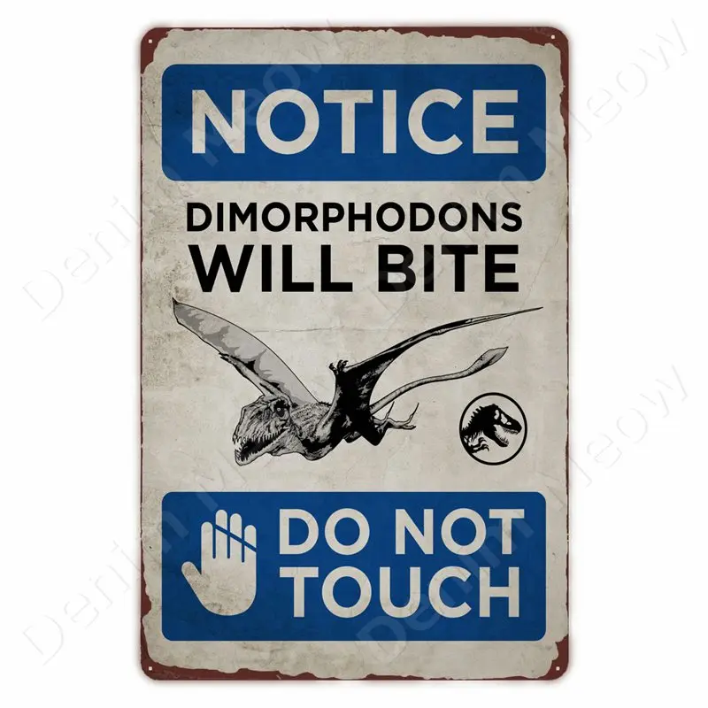Vorsicht vor Dinosauriern, lustiges Vintage-Metallblechschild, Triceratops-Plakette, Wanddekoration, Garten, Bauernhof, Haus, Außendekoration, Warnschild – Detail 8