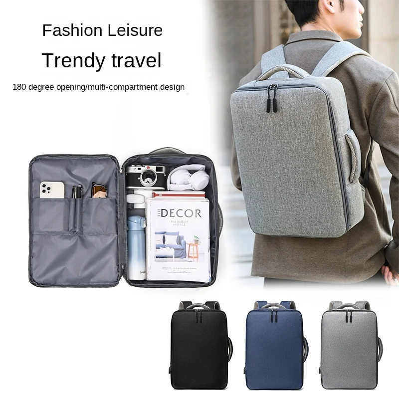 

Fashion Leisure Trendy Casual Water-Resistant Dual-Use Travel Bag Storage Bag Men's Large Capacity Laptop Backpack Business