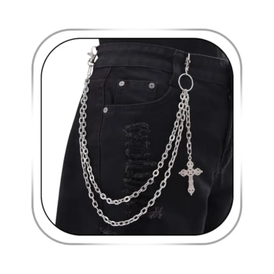 Cadena para Cartera para Hombre y Mujer, Cadena para Pantalones Estilo Hip Hop, Disfraces de Halloween, Cadenas Cruzadas para Jeans, Accesorio de Joyería