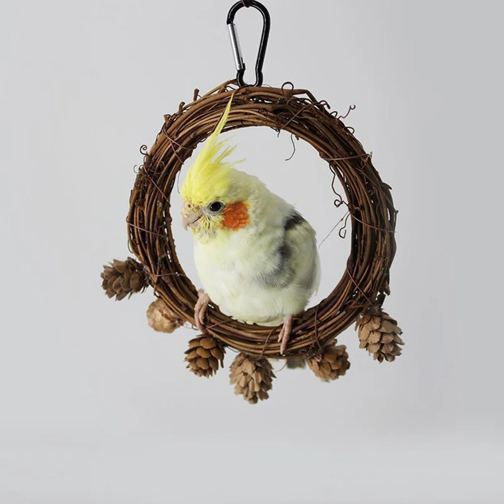 

Rattan toy hanging parrot swing pet bird rattan swing climbing chewing cage ring cage accessories pet decoration