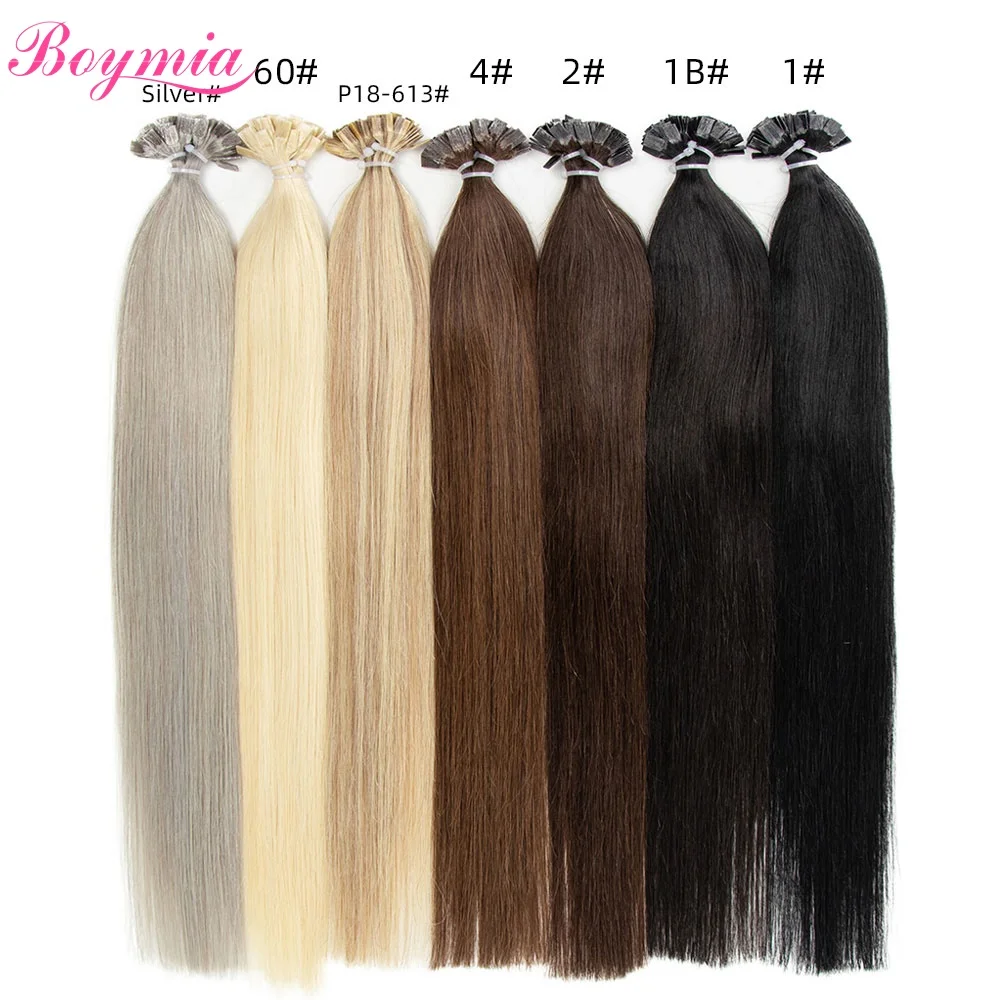 Boymia ストレートフュージョンフラット先端人毛エクステンション 14 "18" ケラチンカプセル髪オンブルブロンド色 1 グラム/ストランド 50 グラム