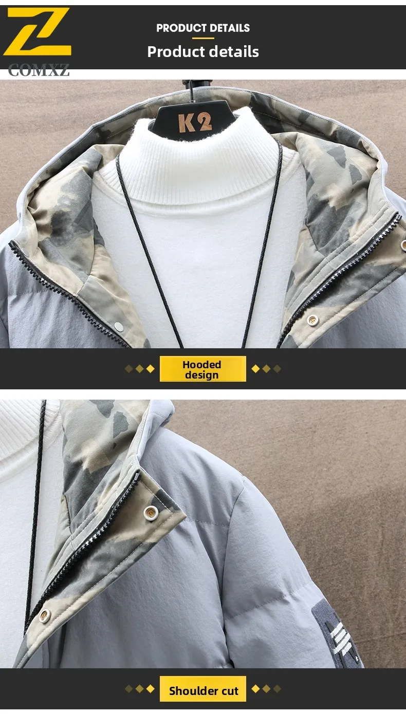 معطف رجالي من القطن 2025 اتجاه جديد متعدد الاستخدامات من القطن السميك الدافئ مع قلنسوة سترة خارجية غير رسمية النسخة الكورية معطف ريش قطني فضفاض #2