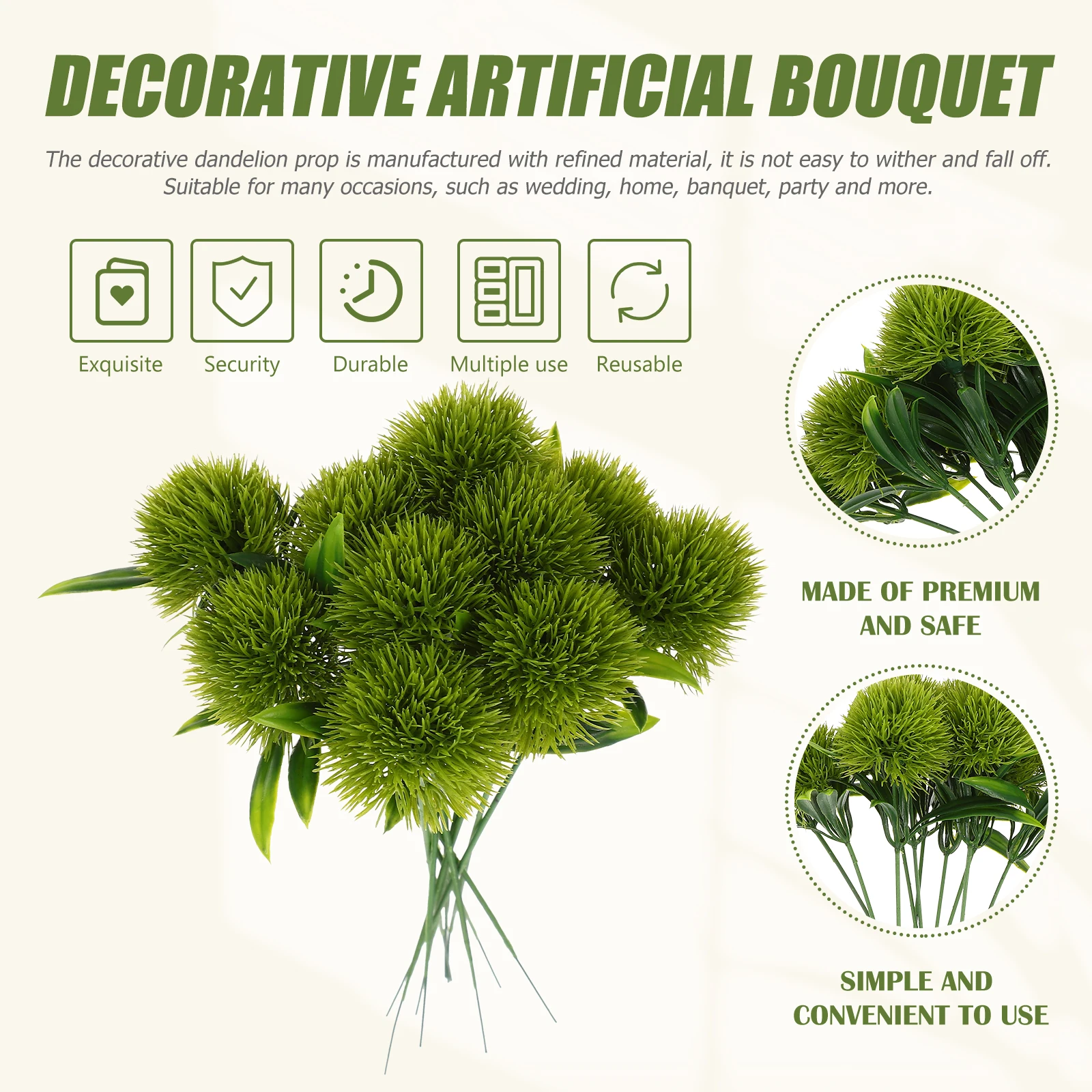 

10 Pcs Simulated Dandelion Decoration Artificial Flowers Huge Small Desktop Plastic Paperweight Baby