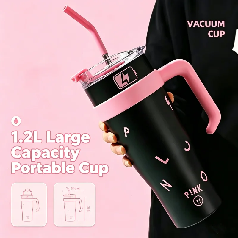 Double Wall Vacuum Thermal Travel Cup With Handle Maintain Ice Cold All Summer Warm In Winter For Travel Camping Office