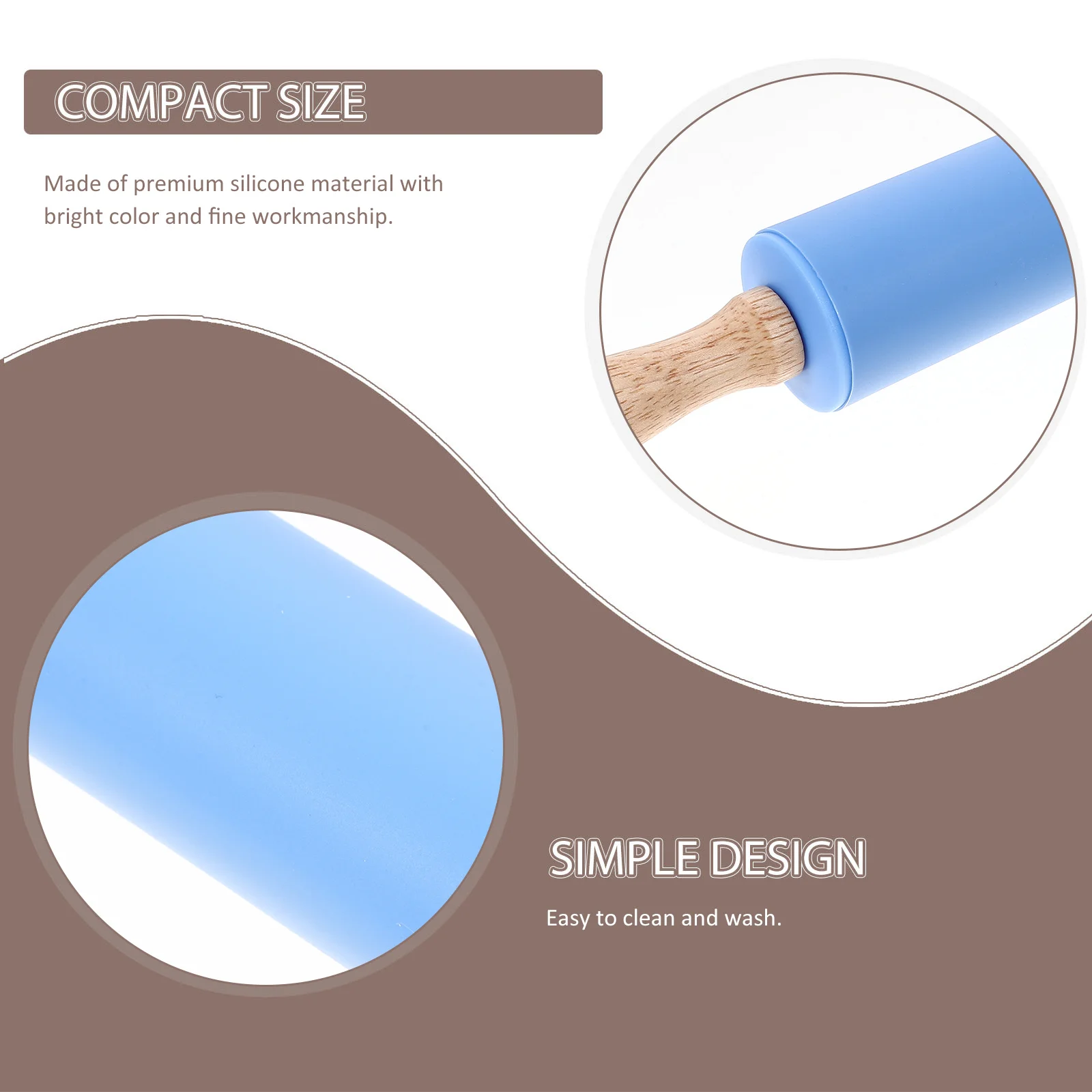 

3Pcs Children Baking Rolling Pin Silicone Material Compact Size Easy Clean Non Stick Silicone Rolling Pin