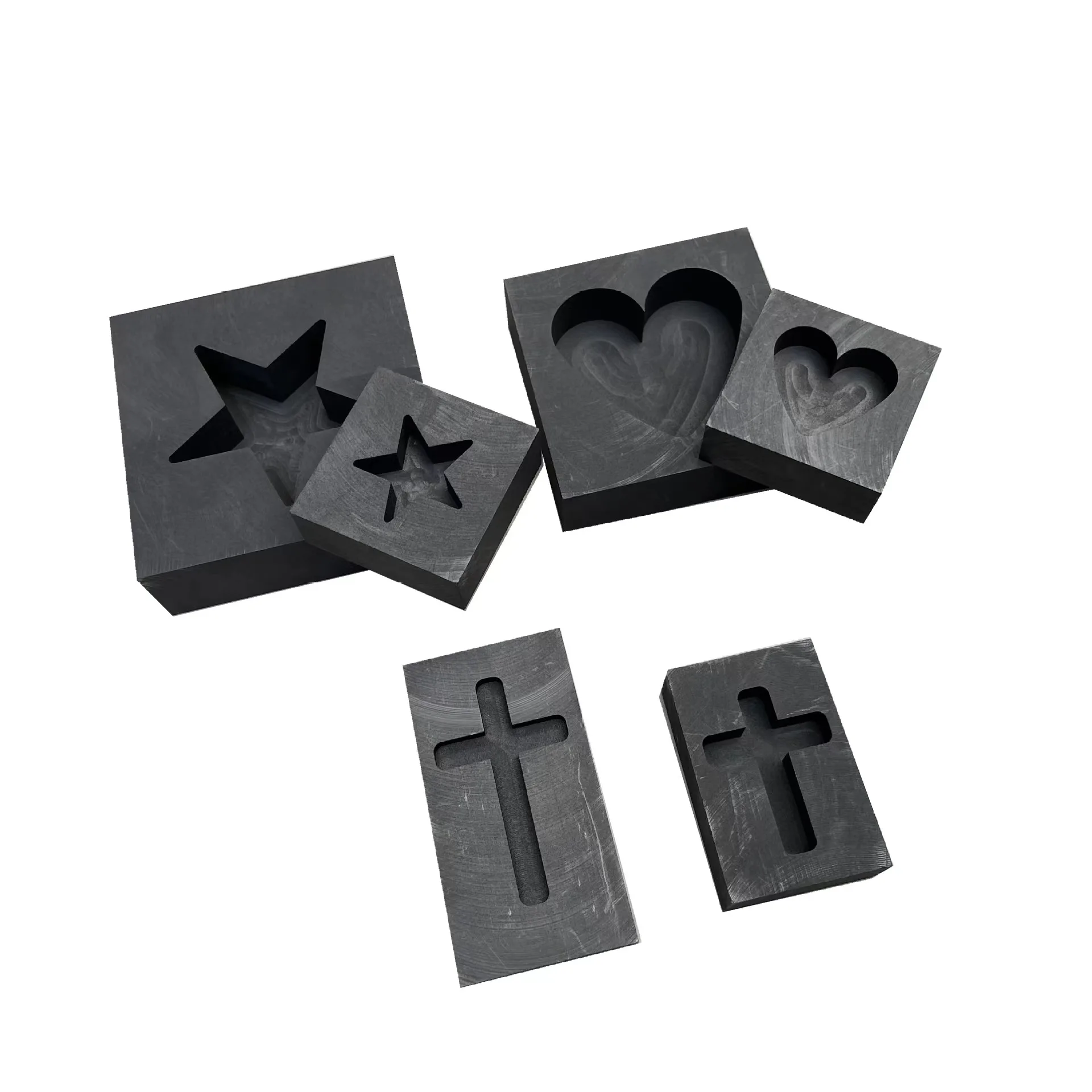 Special-shaped Graphite Ingot Mold Heart-shaped Five-star Heart Cross Gold Silver Metal Casting Crucible Jewelry DIY Making Tool