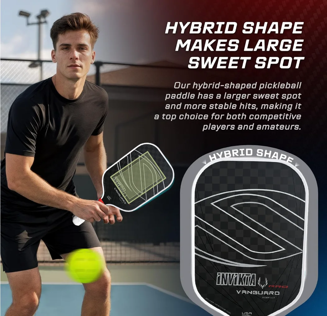 

VANGUARD INVIKTA PRO 12K Raw Carbon Fiber Pickleball Paddle 16MM Polymer Honeycomb Core Supreme Spin Enhanced Power and Control