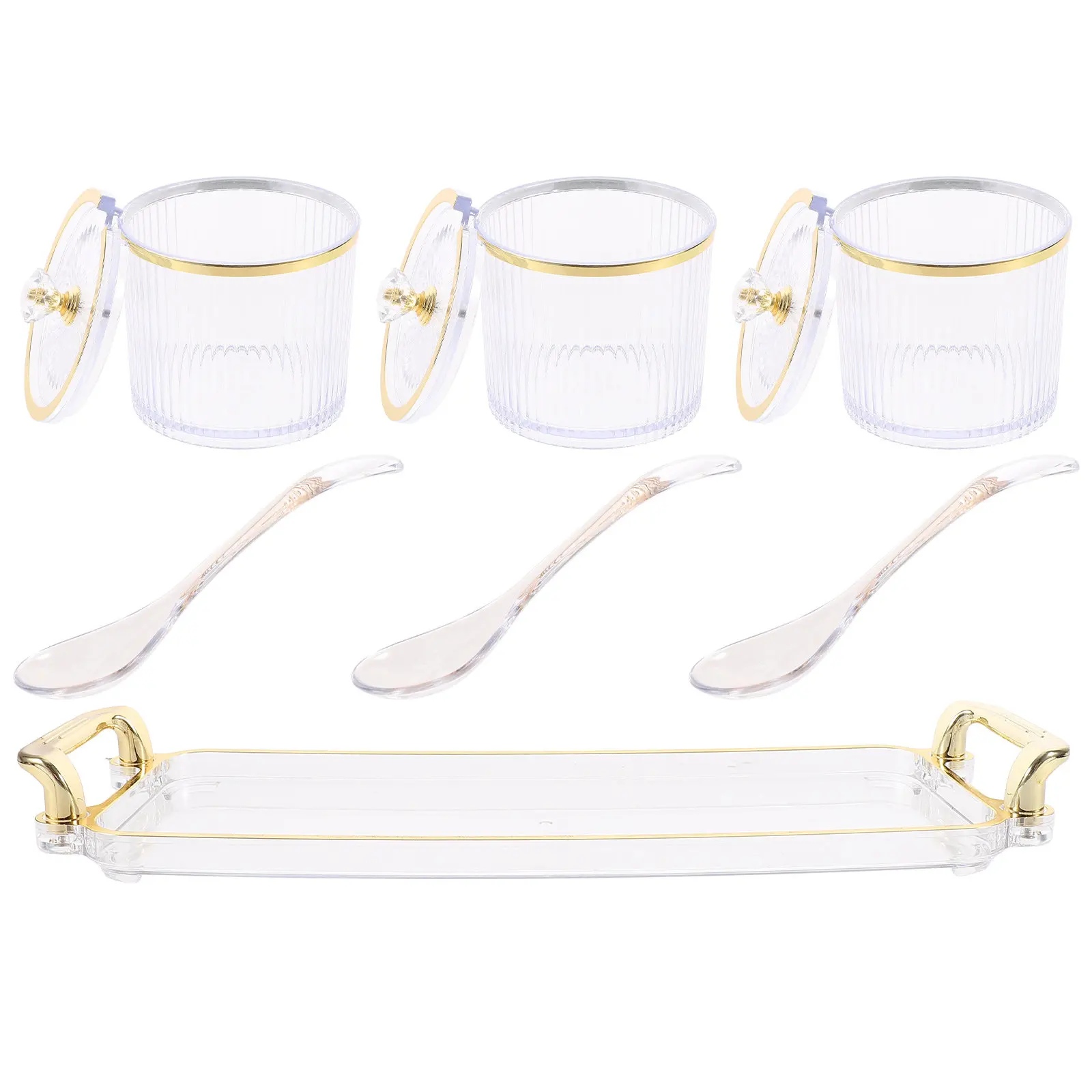 

Набор контейнеров для приправ: Прозрачные банки для соли, сахара и специй с полосатым дизайном для дома, отеля, кафе, шведского стола