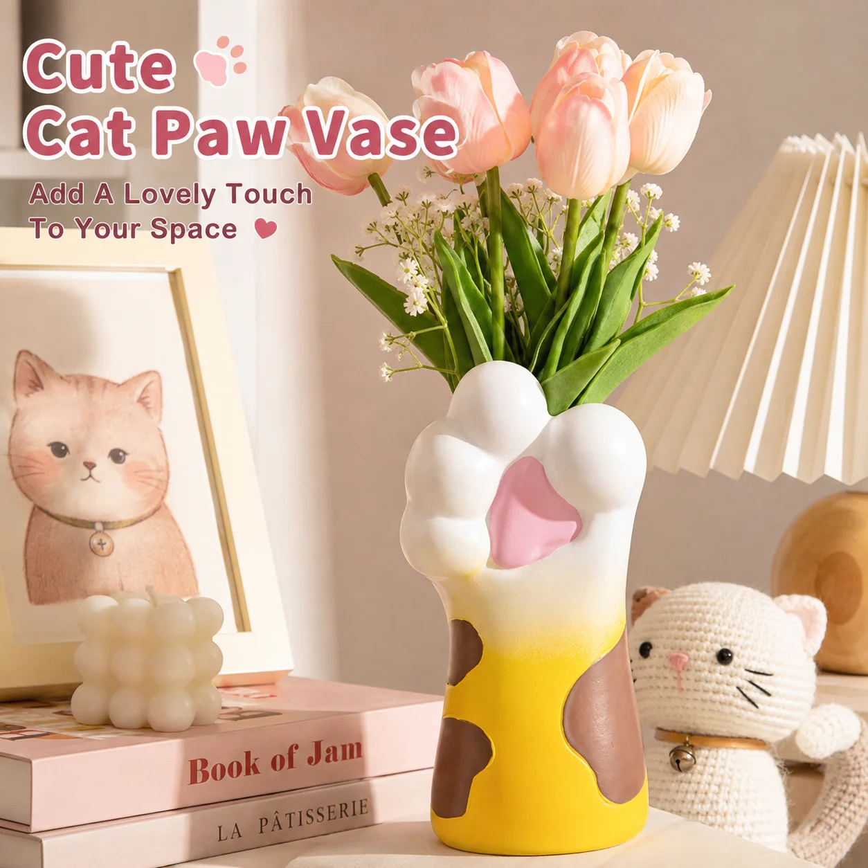 Cute Cat Paw Vase Resin Flower Holder Kawaii Animal Shaped Vase Home Decor Desktop Ornament Cat Lover Gift