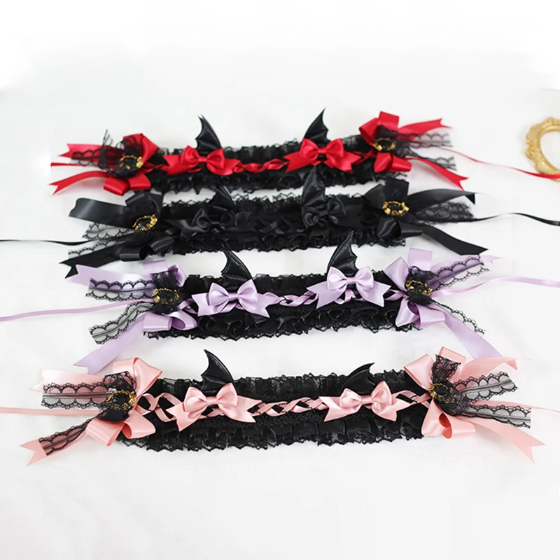 Gothic Black Bat Evil Hairpin Headband Halloween Cosplay Hair Ornaments Lace Hair Clip Girl Women Lolita Hair Accessories