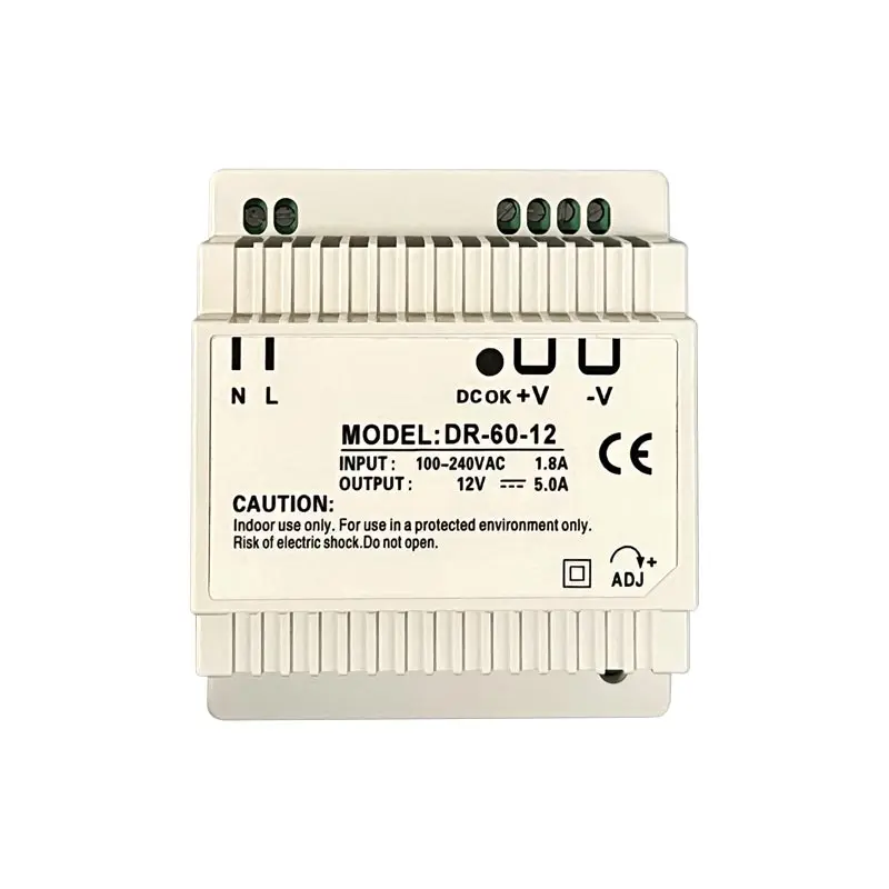 60W 5V 12V 15V 24V napięcie wyjściowe seria DR-60 typ szyny Din mała objętość transformator zasilający impulsowy — zdjęcie 4