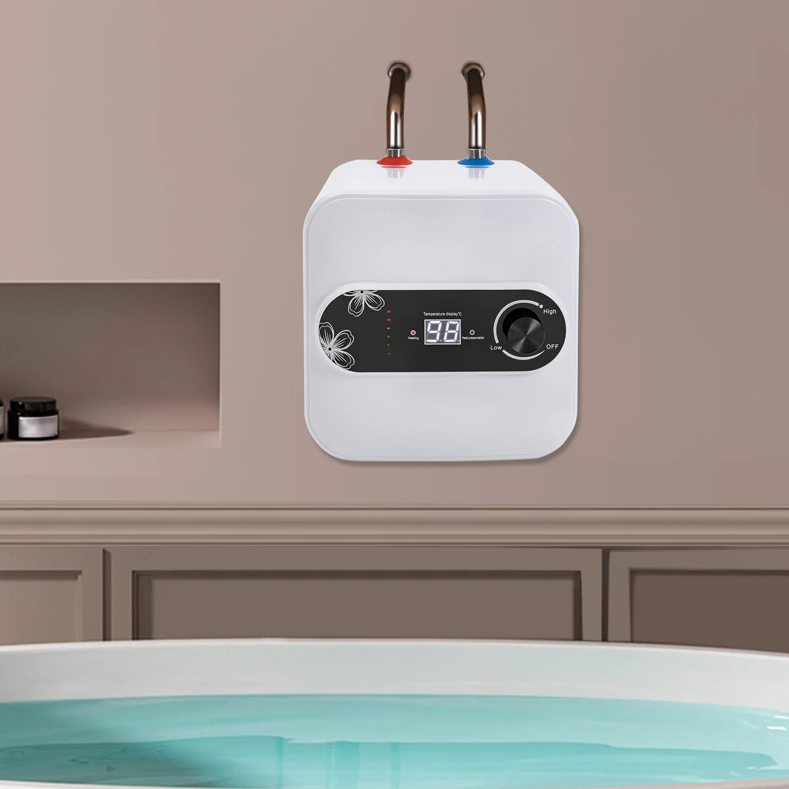 Scaldabagno elettrico mini serbatoio da 2,1 galloni Punto di utilizzo istantaneo Scaldabagni per rimorchio camper Bagno Cucina, 1500 W 110 V