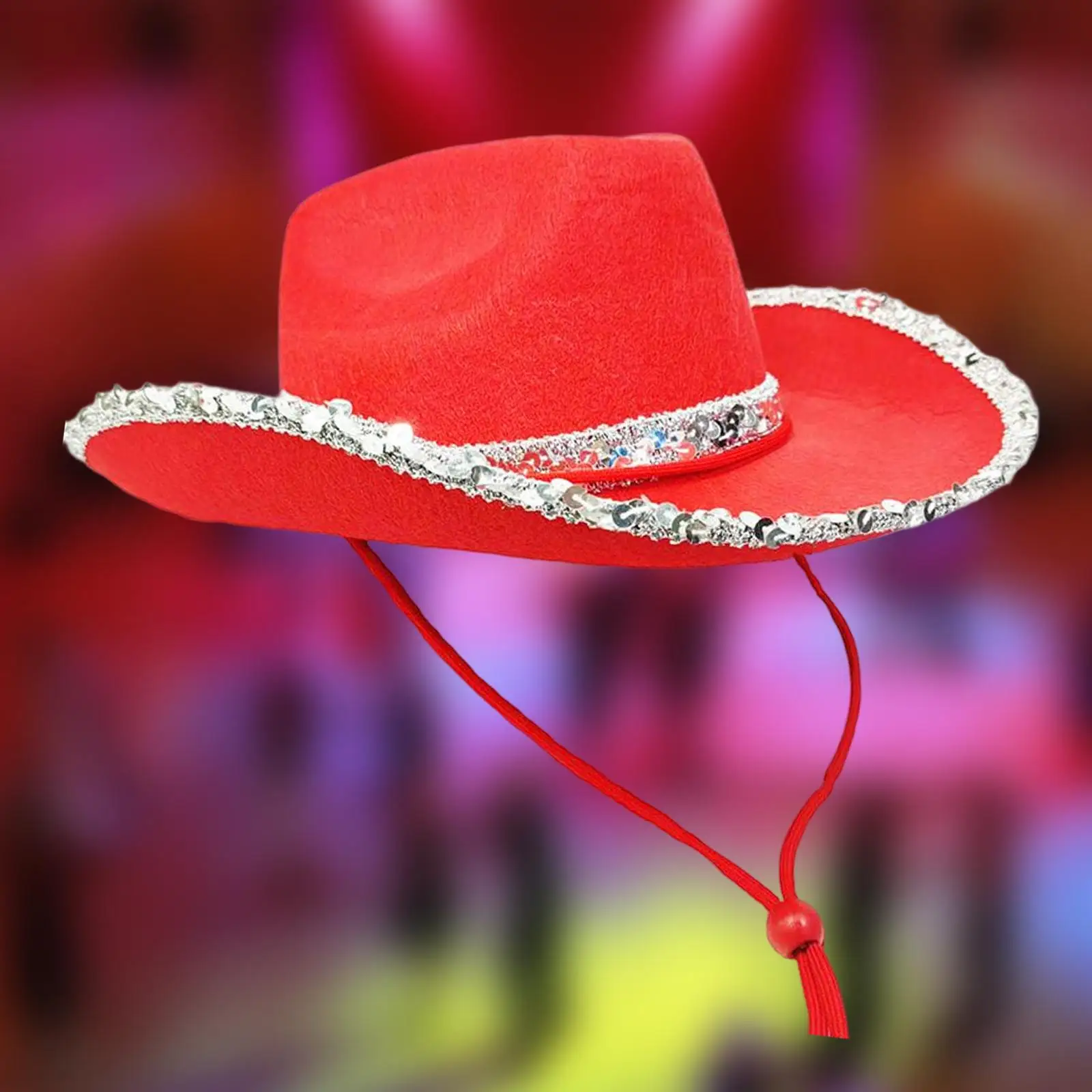 Western Cowboy Hat with Wind Lanyard Unisex Adult Cowgirl Hat for Carnival