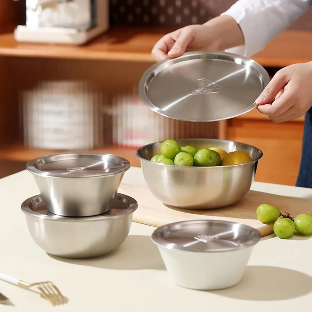 Universal Stainless Steel Lid Rust Resistant Flat Design Food Fresh Keeping Lid Easy to Clean Thickened Bowl Lid