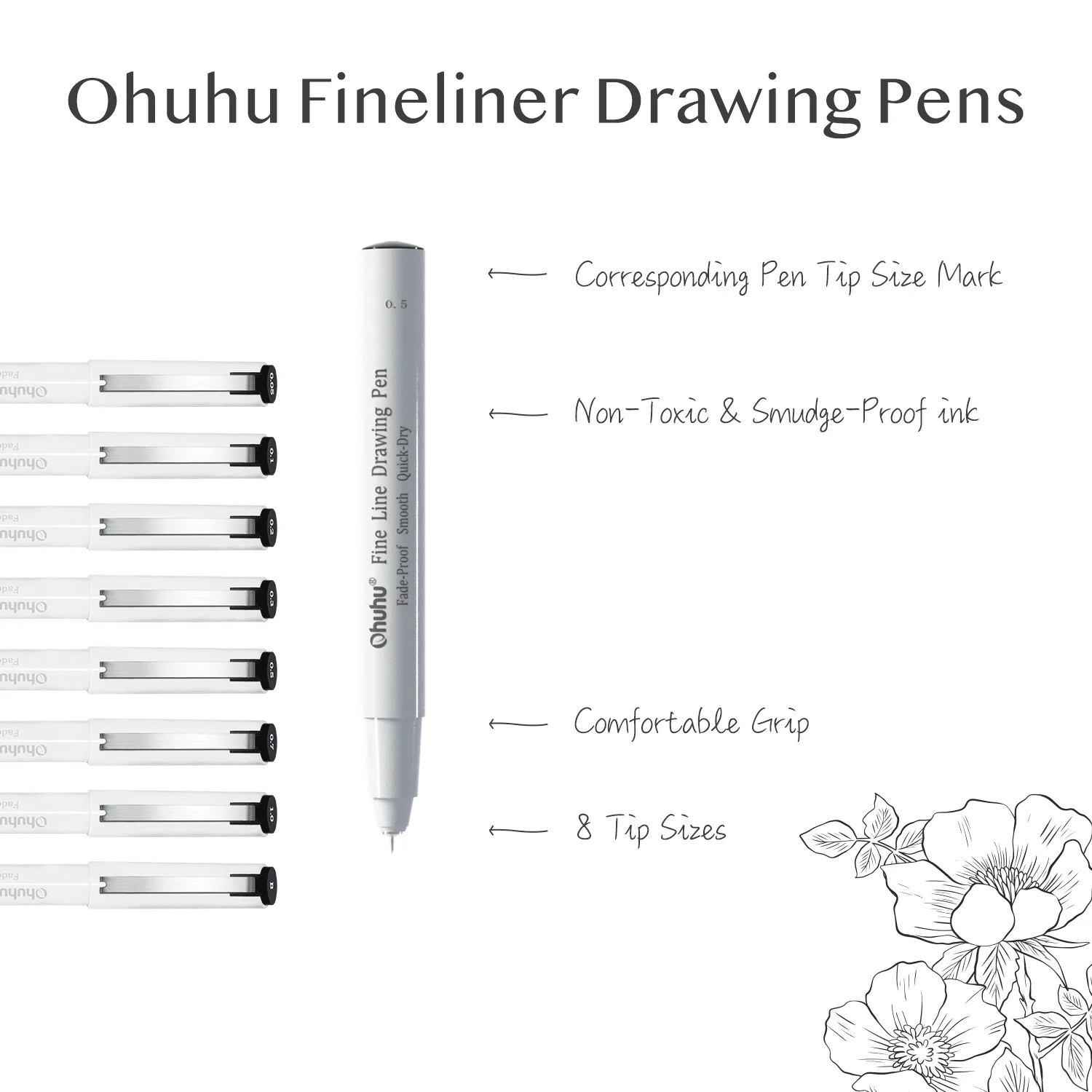 Imagem -02 - Ohuhu Micro Caneta Fineliner Canetas de Desenho Pacote Canetas de Linha Arte Canetas Coloridas Marcadores de Ponto Fino à Prova Impermeável Água Escrita Esboçar Mangá