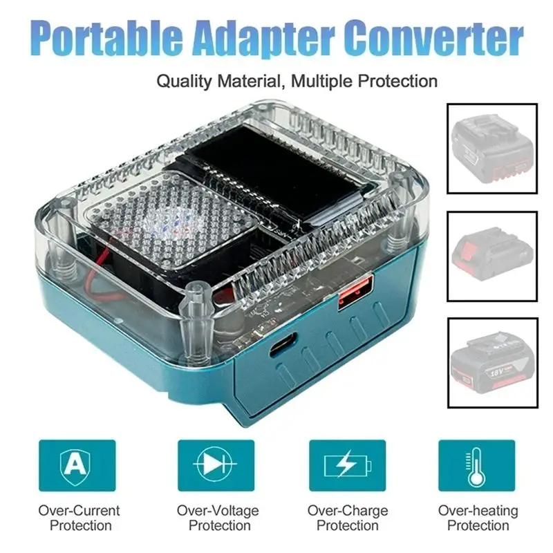 ABGI BAT618 Lithium Battery Converter Adapter for 18V Li- Battery 1018K AL1820CV USB Type C Mobile Phone