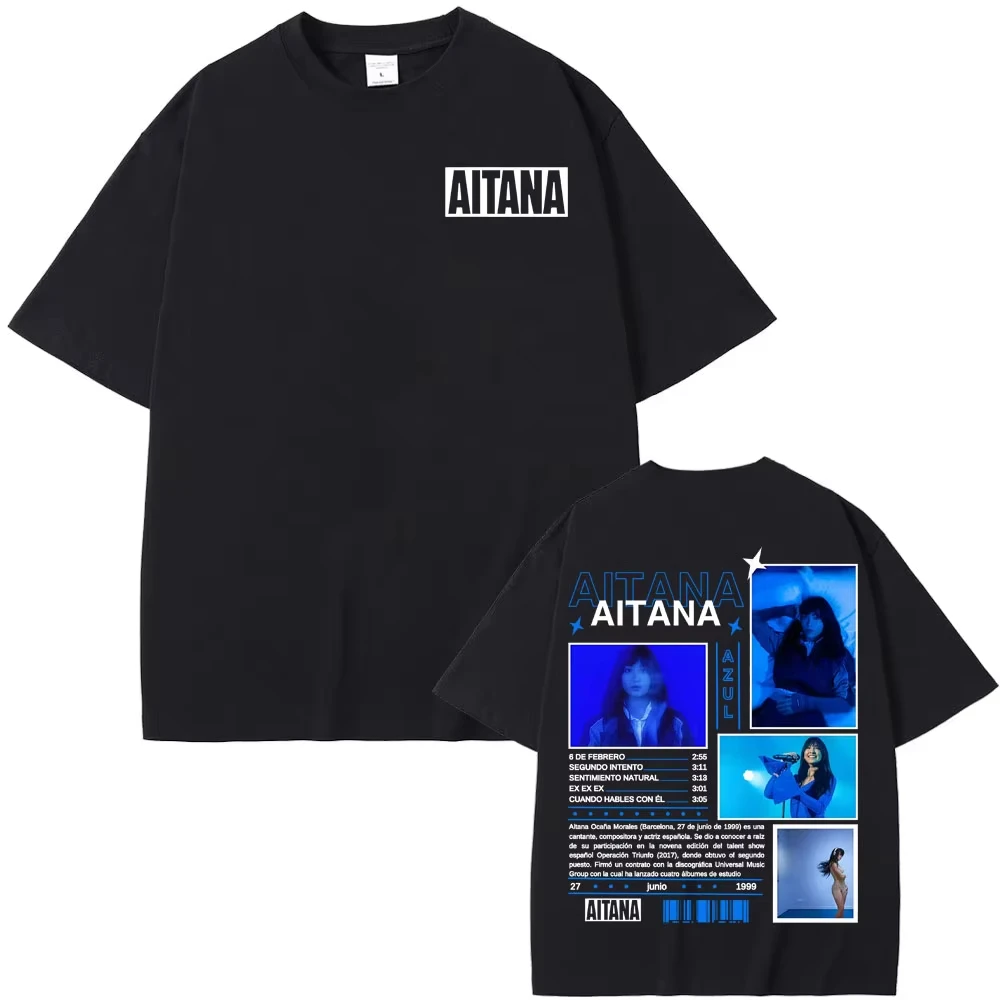 المغني Aitana Azul ألبوم جولة الجرافيك تي شيرت الرجال النساء Harajuku الهيب هوب تي شيرت تقليدي الصيف بلايز القطن عالية الجودة #1