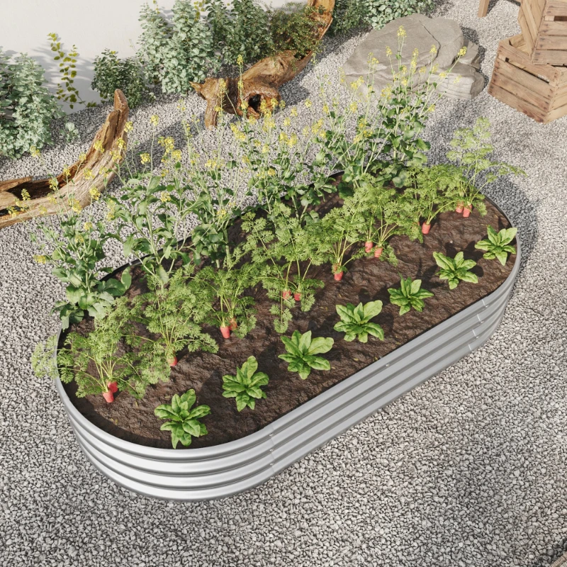 2 Pcs 4x2x1ft Galvanized Raised Garden Bed Kit Outdoor Flower Pots & Planters for Vegetables Flowers & Herbs