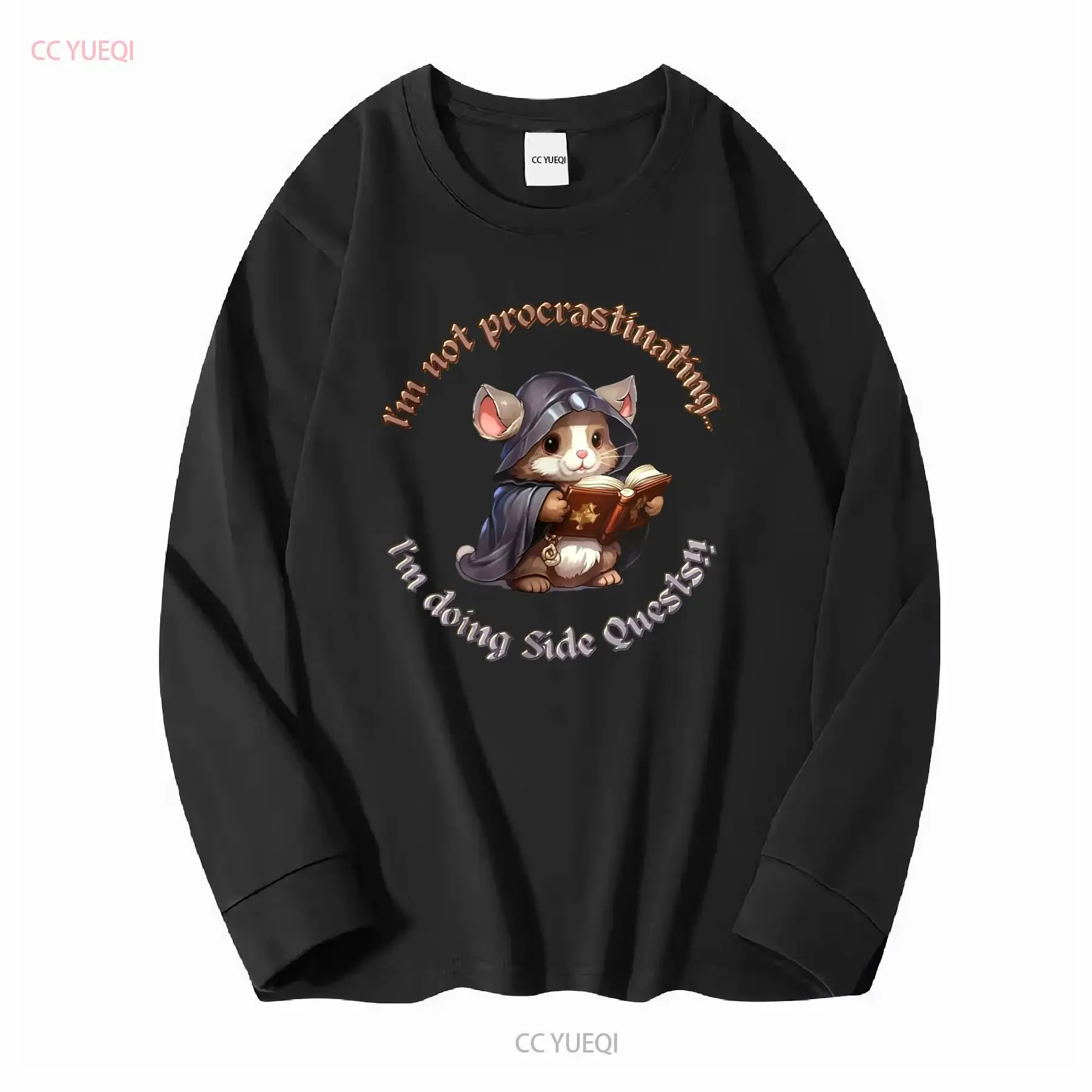 I'm Not Procrastinating Doing Side Quests Cotton Jersey T Shirt Puns Funny Hamster Adventure Fantasy Books Reading vintage