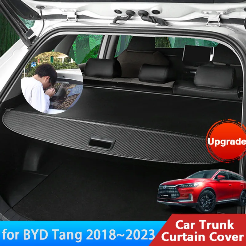 for BYD Tang II EV 2022 DM DMI 2018~2023 2021 2020 2019 Accessories Car Trunk Curtain Mat Rear Curtain Retractable Anti-peeping