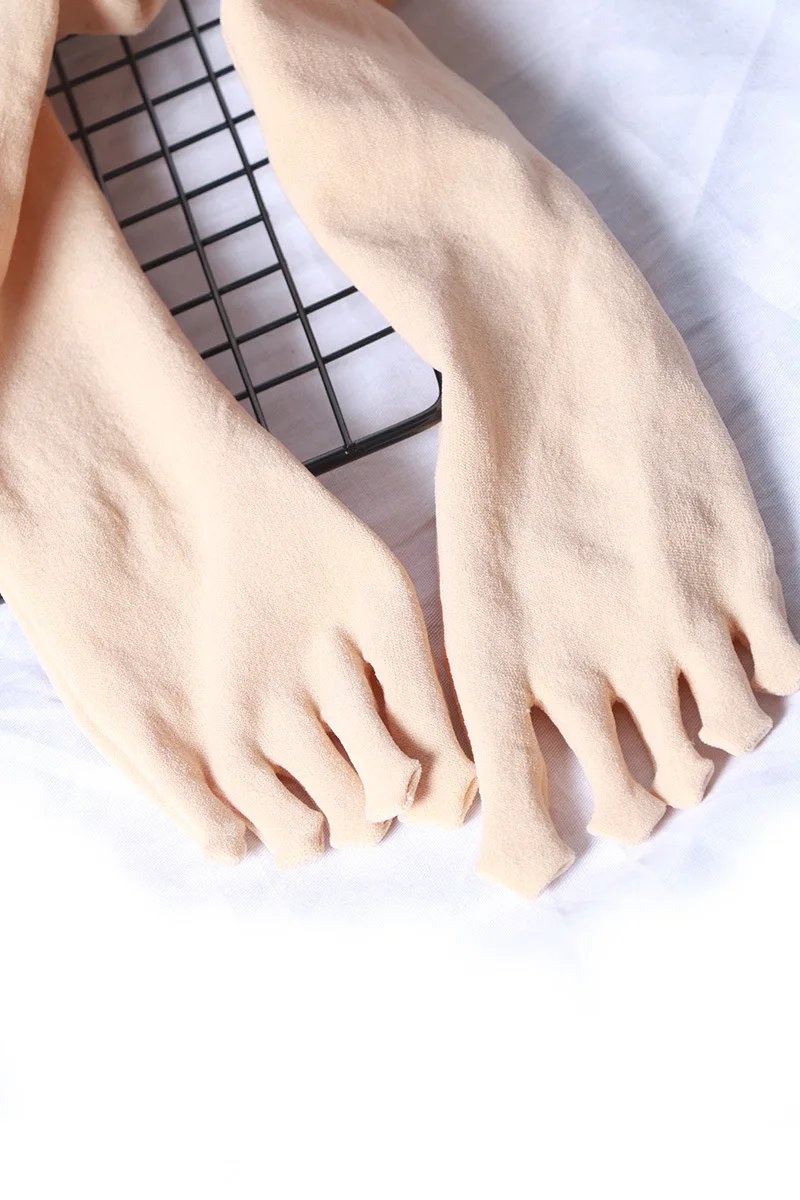 Damen Seidenstrümpfe mit fünf Fingern, einfarbig Schwarz Weiß, dünne, schweißabsorbierende Nylon-Knöchelsocken, lange schlankmachende 5-Zehen-Socken mit lockerer Bündchenpassform – Detail 6