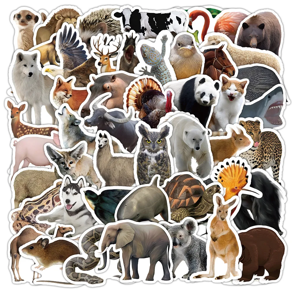 10/25/50pcs Mixed Wild Jungle Animals Stickers Graffiti for Boys Girls DIY Toy Scrapbooking Water Bottle Phone Fridge